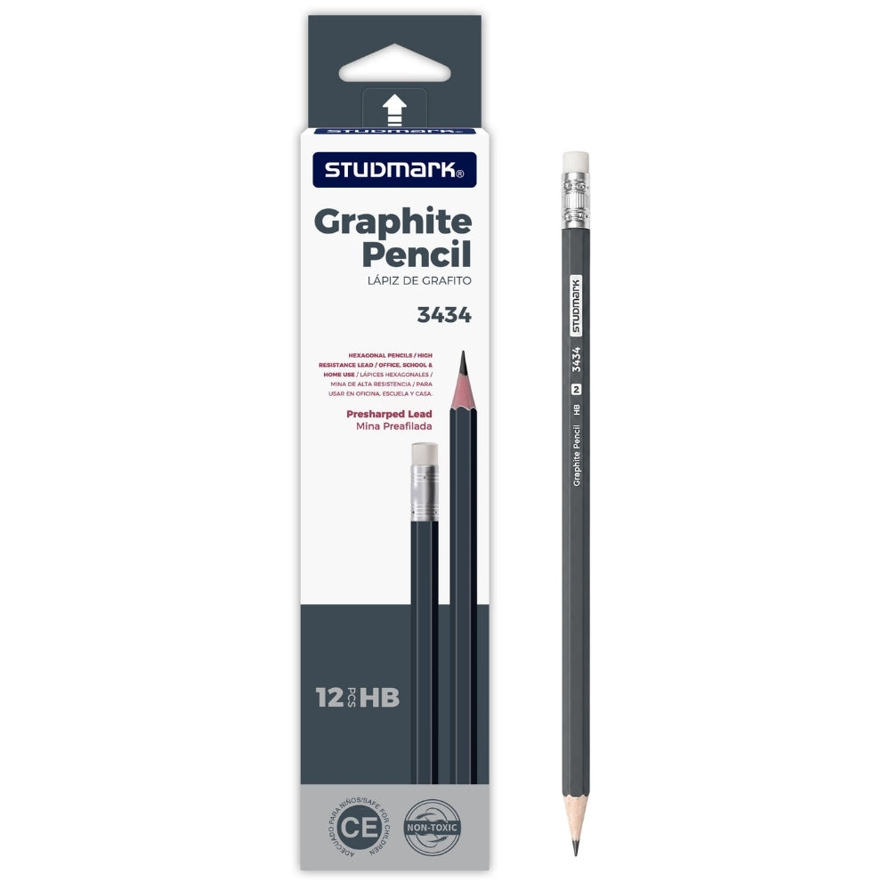 Studmark Caja Lapiz Gris Grafito HB 12 Unidades