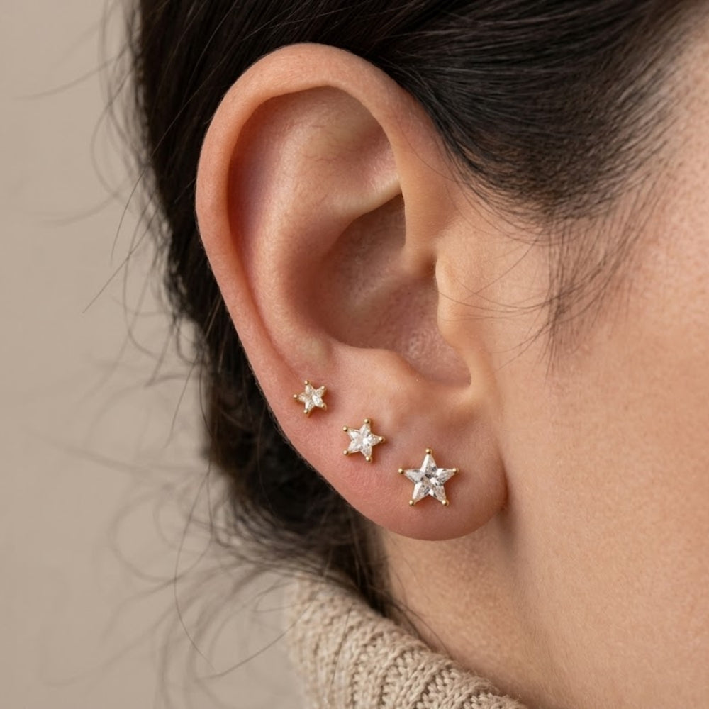 H&Co Trio de Zarcillos Estrella