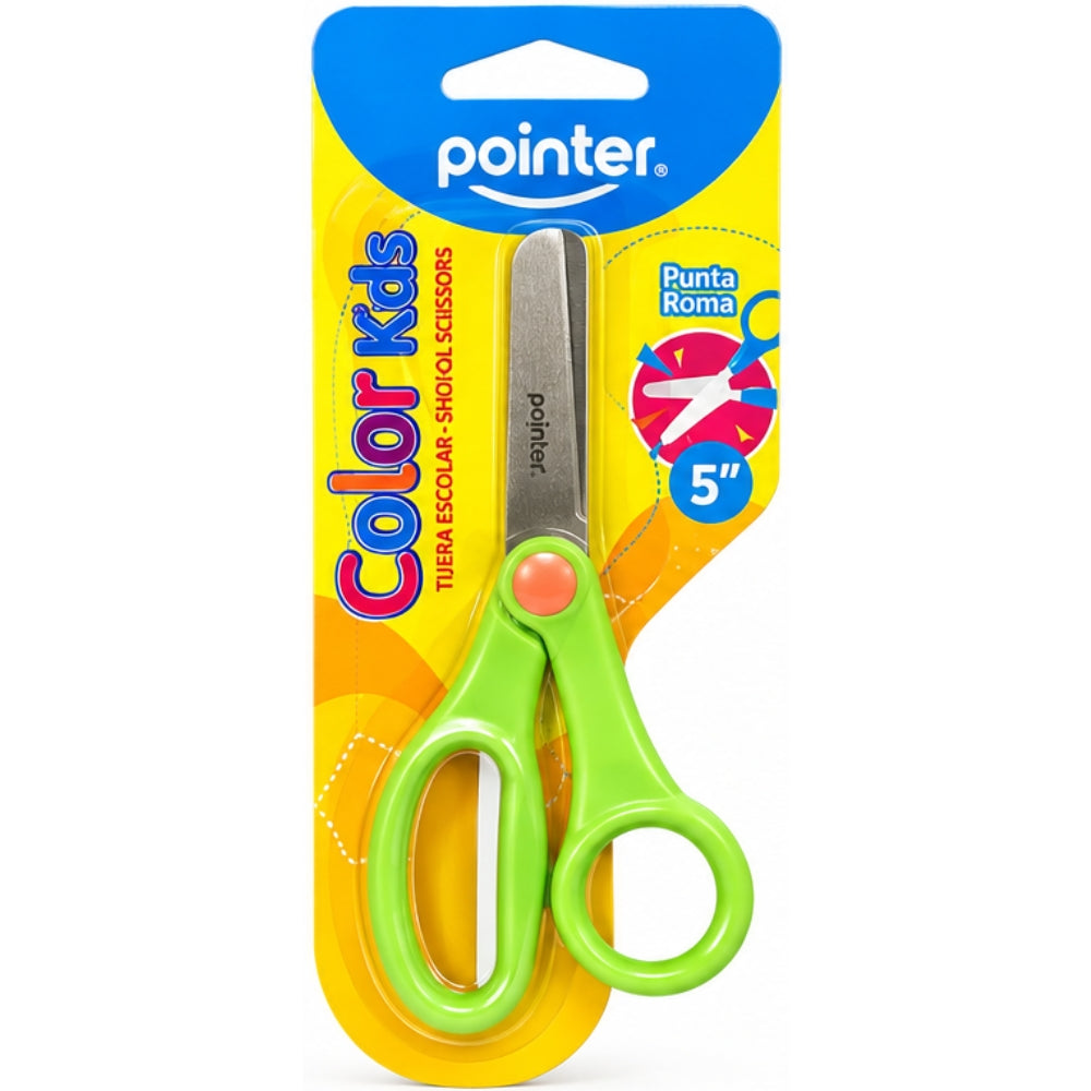 Pointer Tijera Escolar Punta Roma Color Kids Opciones Varias