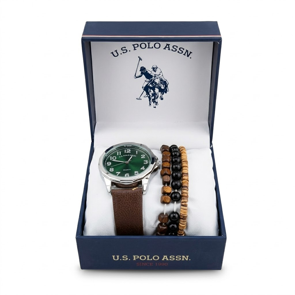U.S Polo Reloj para Caballeros Green & Brown