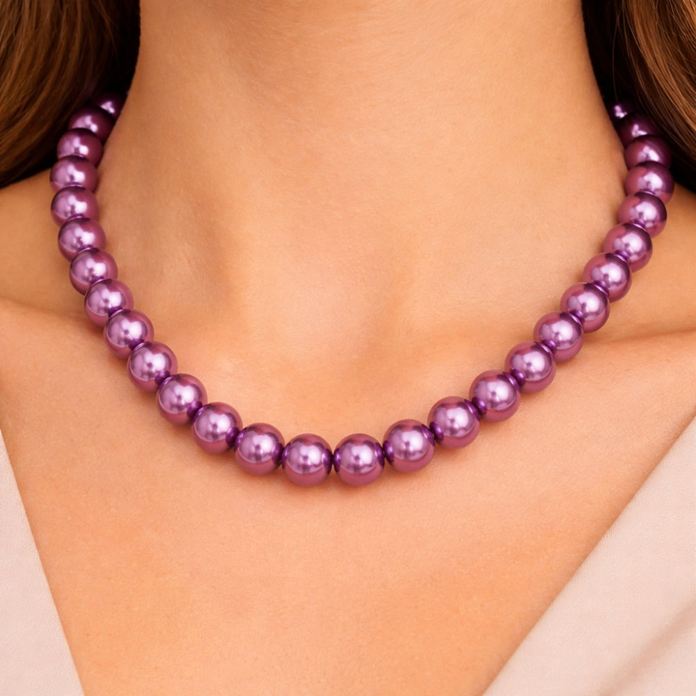 H&Co Collar Perla de Vidrio Purple