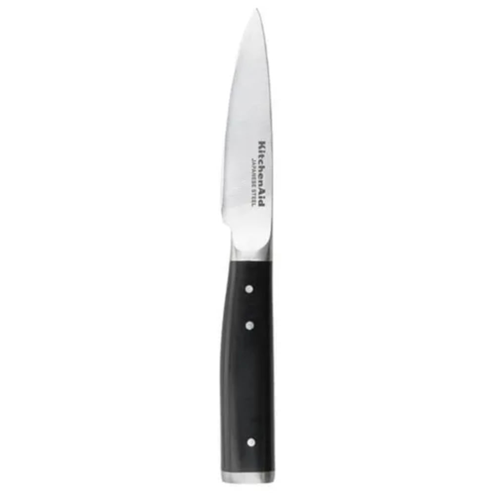 KitchenAid Cuchillo Pelador de Acero Japones 9cm Mango Negro con Funda Protectora