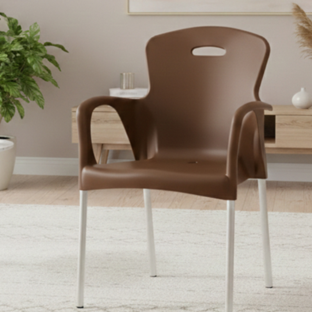 Alfa Hogar Silla Roma Con Patas Metálicas Color Marrón