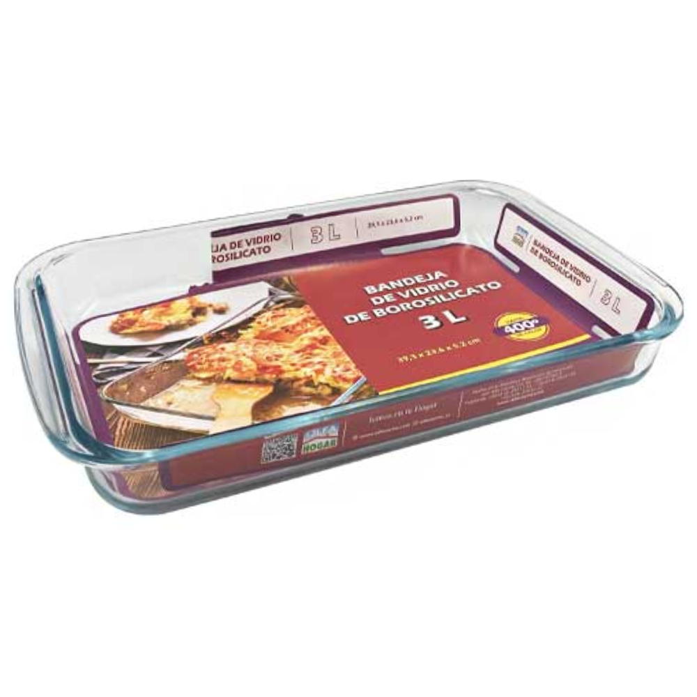 Alfa Hogar Refractario De Vidrio Borosilicato Rectangular 3Lt