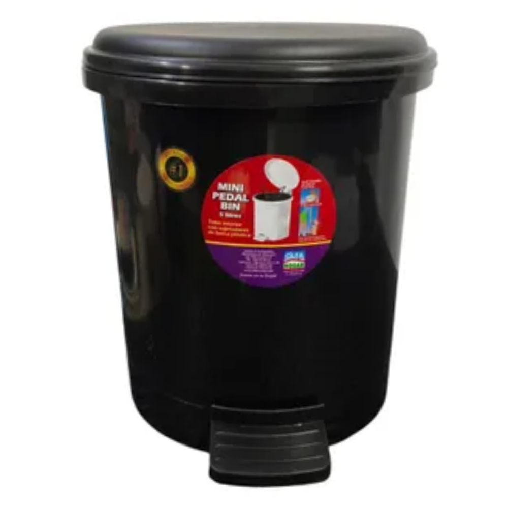 Alfa Hogar Mini Papelera Pedal Bin Color Negro