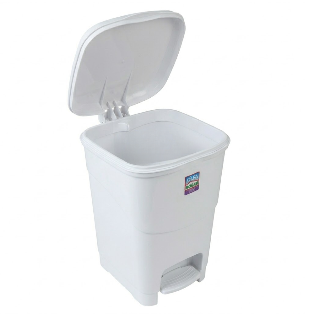 Alfa Hogar Papelera Pedal Bin Cuadrada Color Blanco 9Lt.