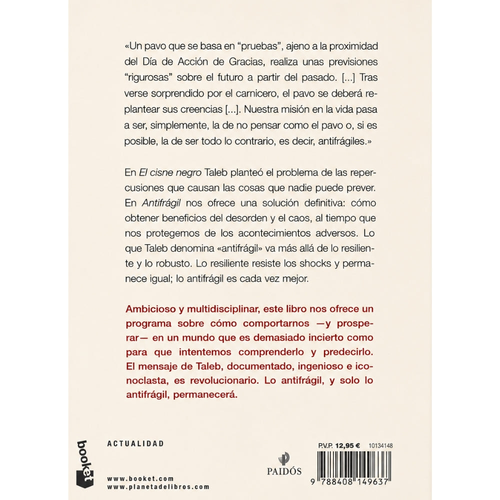 Nassim Nicholas Taleb “Antifrágil: Las Cosas Que Se Benefician Del Desorden”