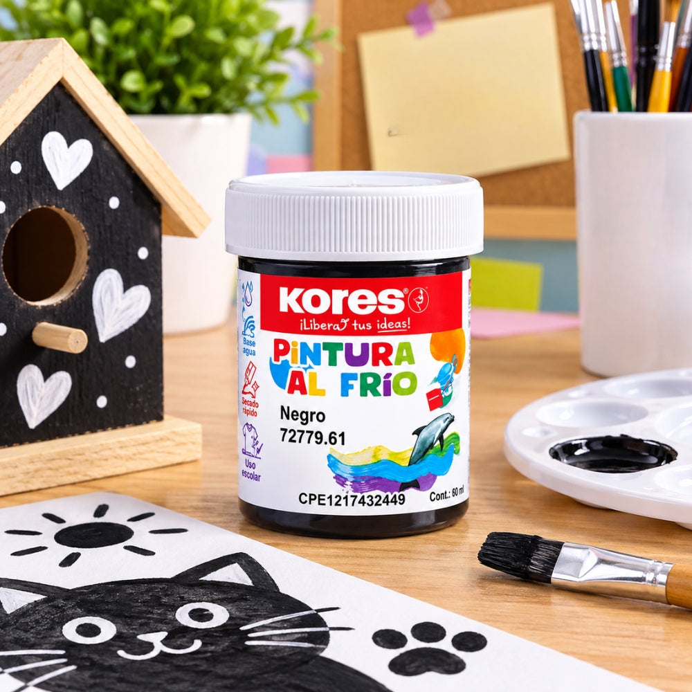 Kores Pintura Al Frio 60ml Color Negro 1 Und