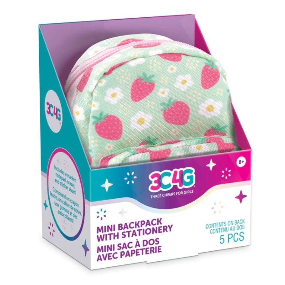 3C4G Mini Backpack With Stationery Fresa 8+ 5Pzs