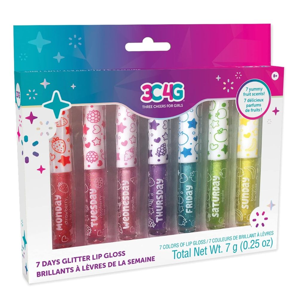 3C4G Set De Brillos De Labios 7 Days Glitter Lip Gloss 8+ 7Pzs