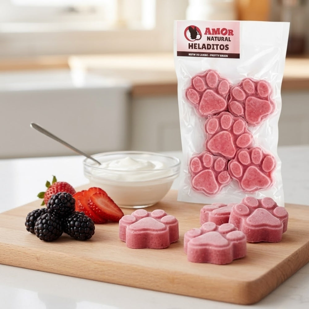 Amor Natural Heladitos Kefir De Cabra + Frutos Rojos 5Und