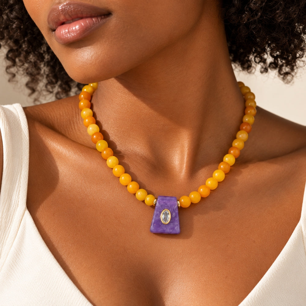 H&Co Collar Ajustable Para Damas Kans Amatista