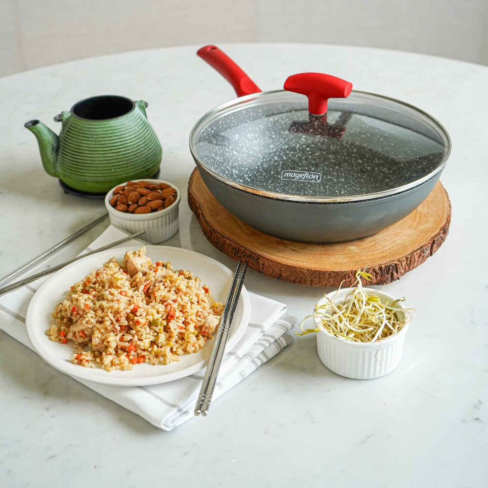 Mageflon Wok Con Tapa Vulcano 28cm