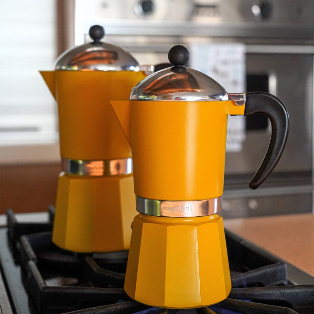 Mageflon Cafetera Italiana 9 Tazas Amarilla