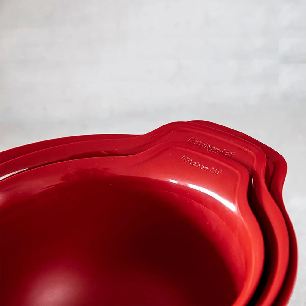 KitchenAid Set de Bowls Plasticos Para Mezclar 3 Pcs Color Rojo