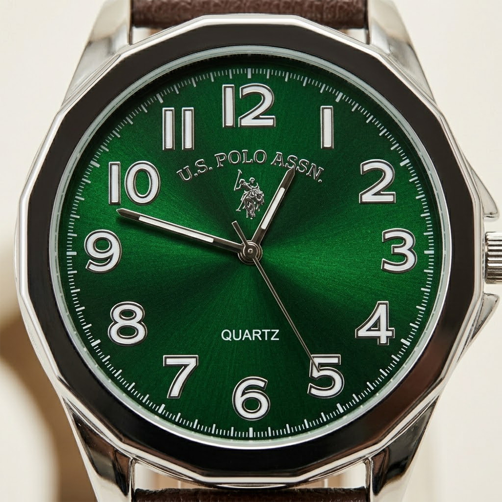 U.S Polo Reloj para Caballeros Green & Brown