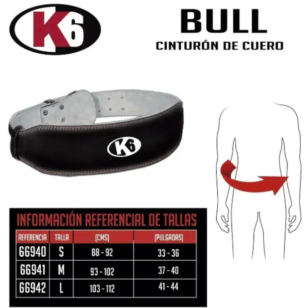 Cinturón Para Levantamiento De Pesas K6 Bull Black