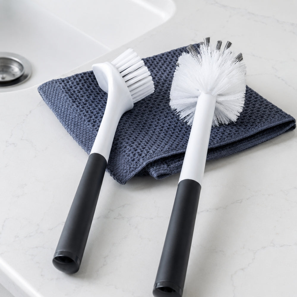 KitchenAid Set Cepillos de Limpieza 2 Pcs Blanco/Negro