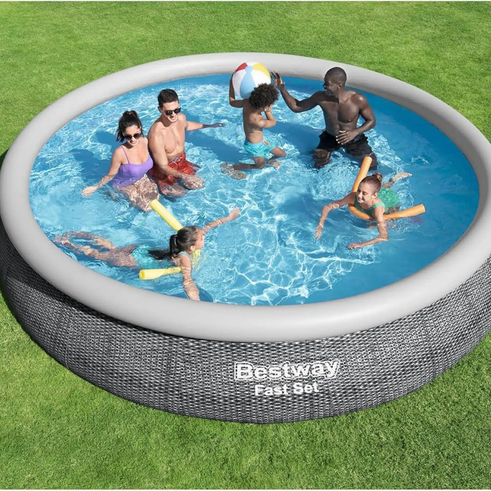 Bestway Piscina Inflable Redonda  Y Bomba De Filtrado Pool Fast Set 4.57m X 84cm