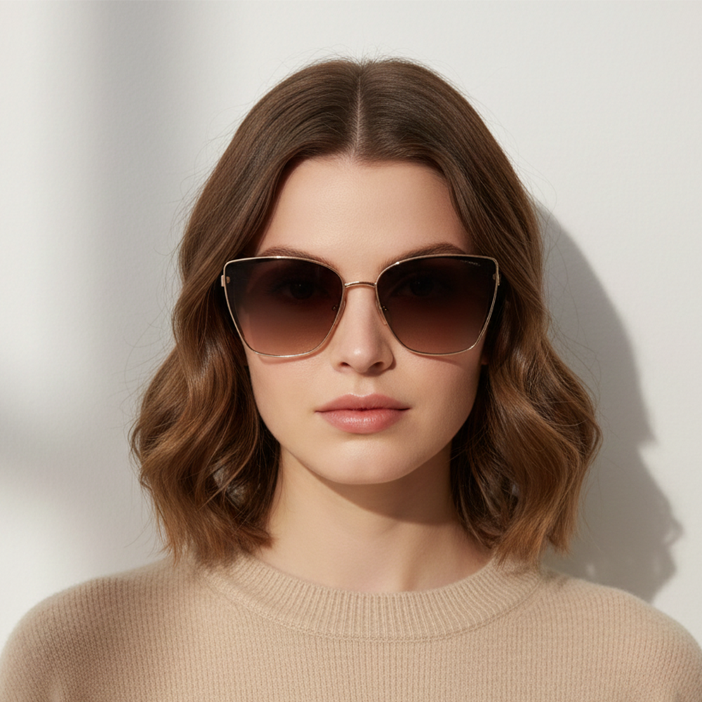 Jessica Simpsons Lentes De Sol Oversize Gold Cat