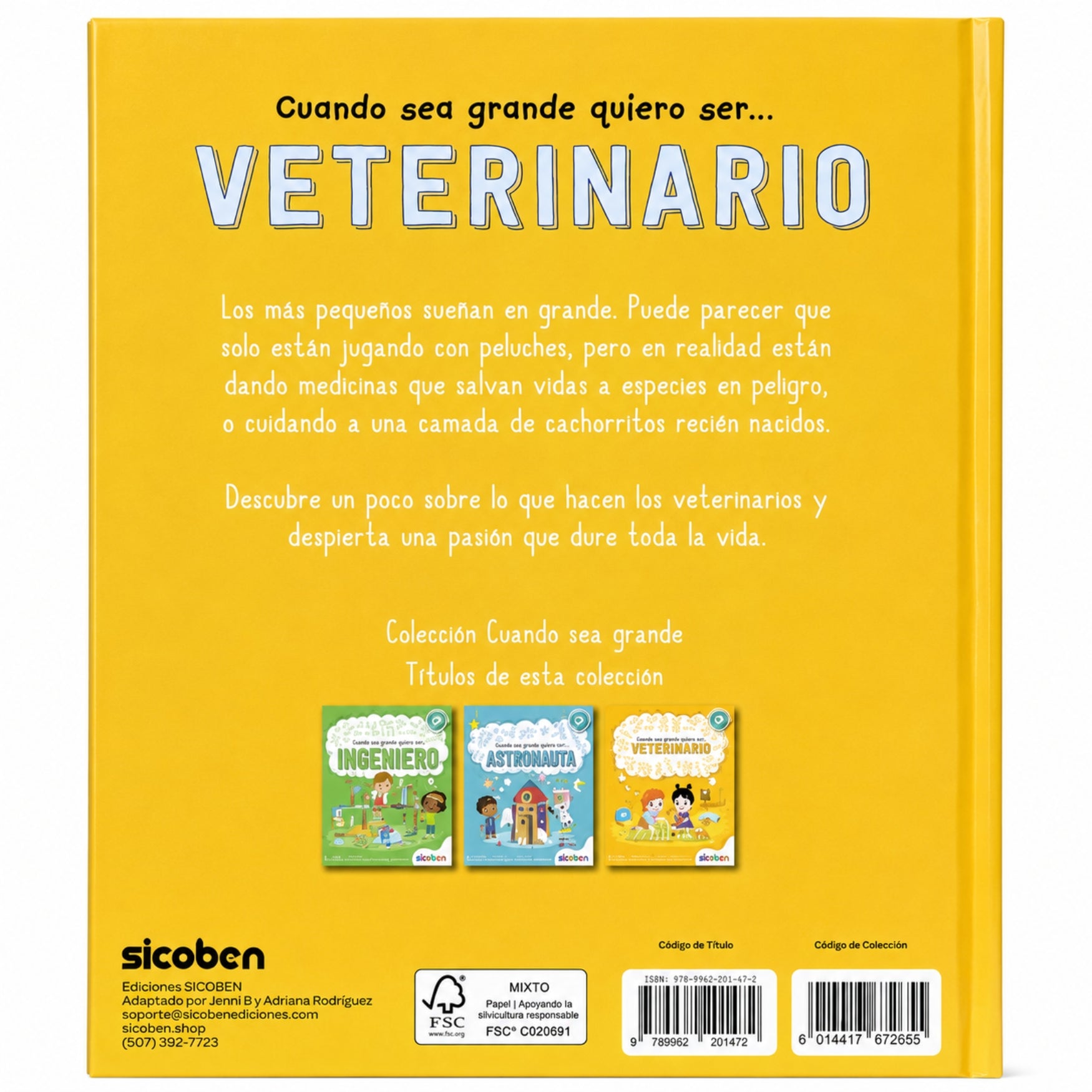 Sicoben Libro Infantil Cuando sea grande quiero ser Veterinario