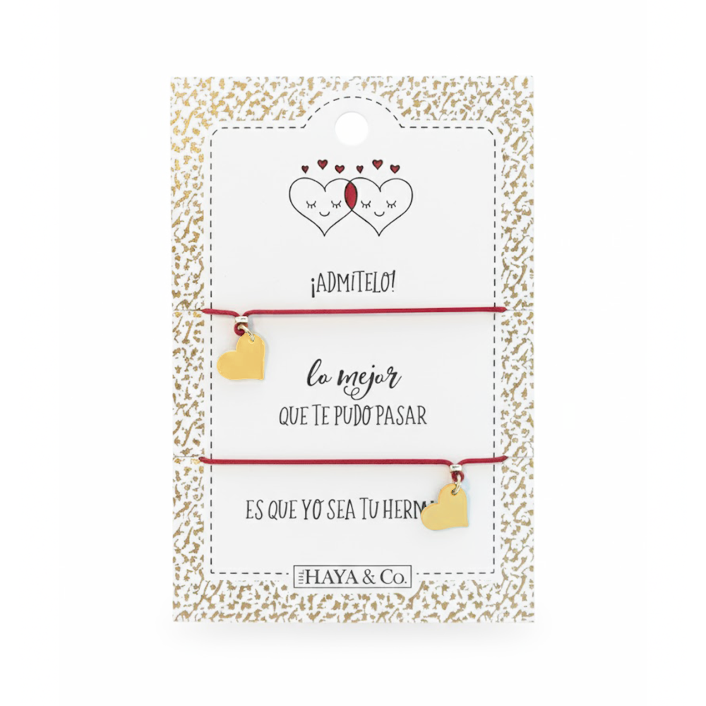 H&Co Duo De Pulseras Para Damas Color Golden Con Dije Corazón