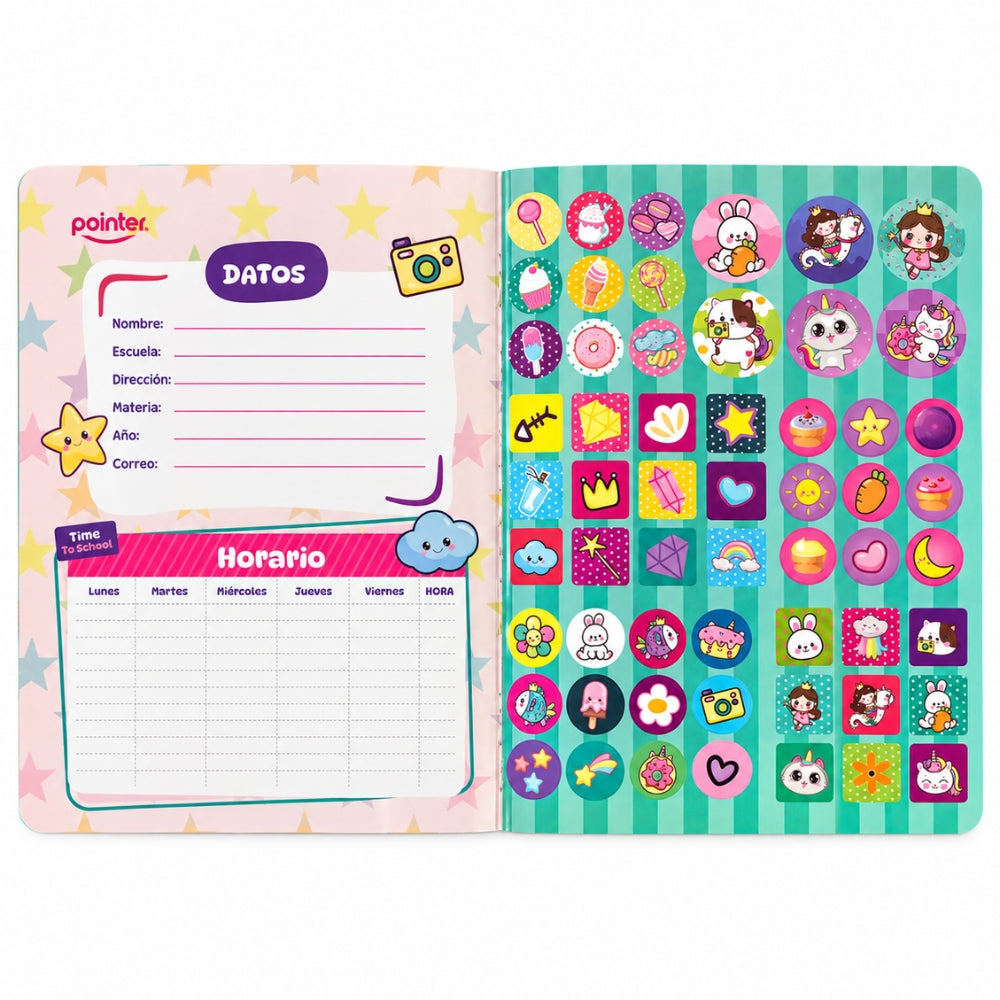 Pointer Libreta Empastada Doble Linea Niñas 100 hojas Opciones Varias