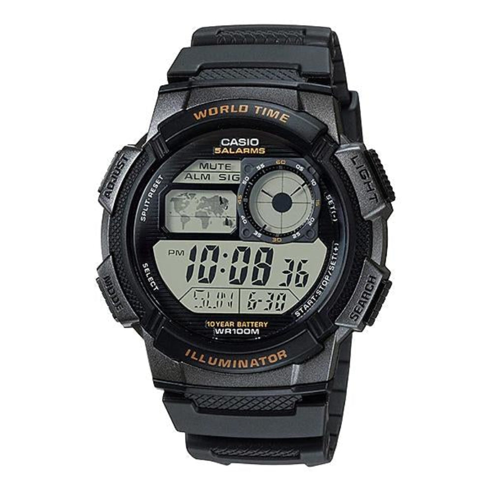 Casio Reloj Análogo Casual De Correa De Resina Para Caballeros Black
