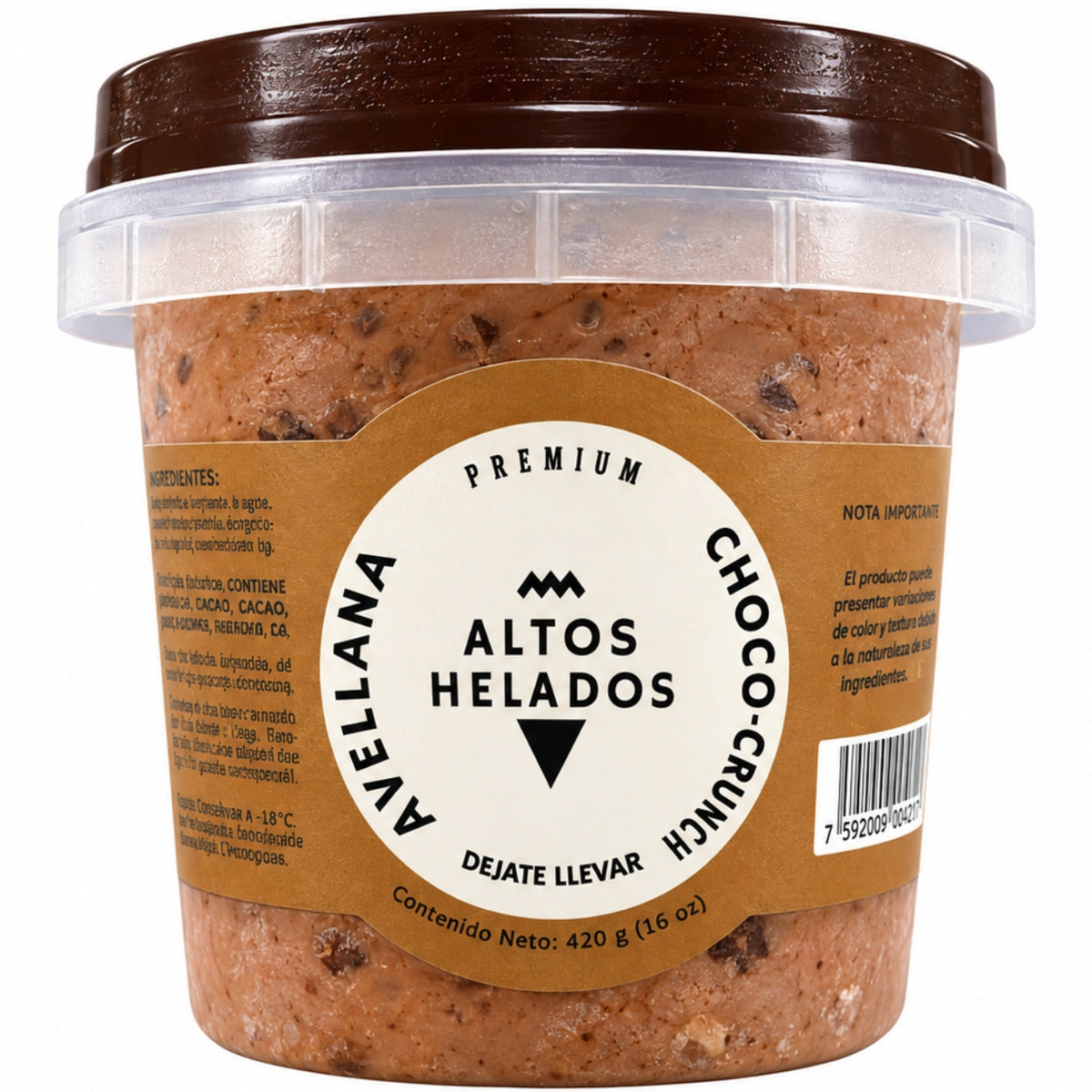 Altos Helados Sabor Avellana Choco-Crunch 16oz