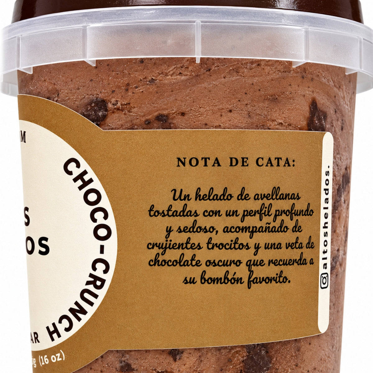 Altos Helados Sabor Avellana Choco-Crunch 16oz