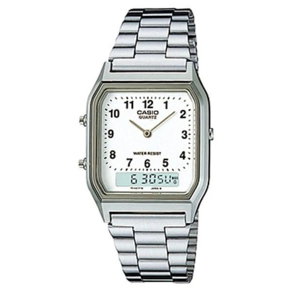 Casio Reloj Casual Correa De Acero Inoxidable Para Dama White