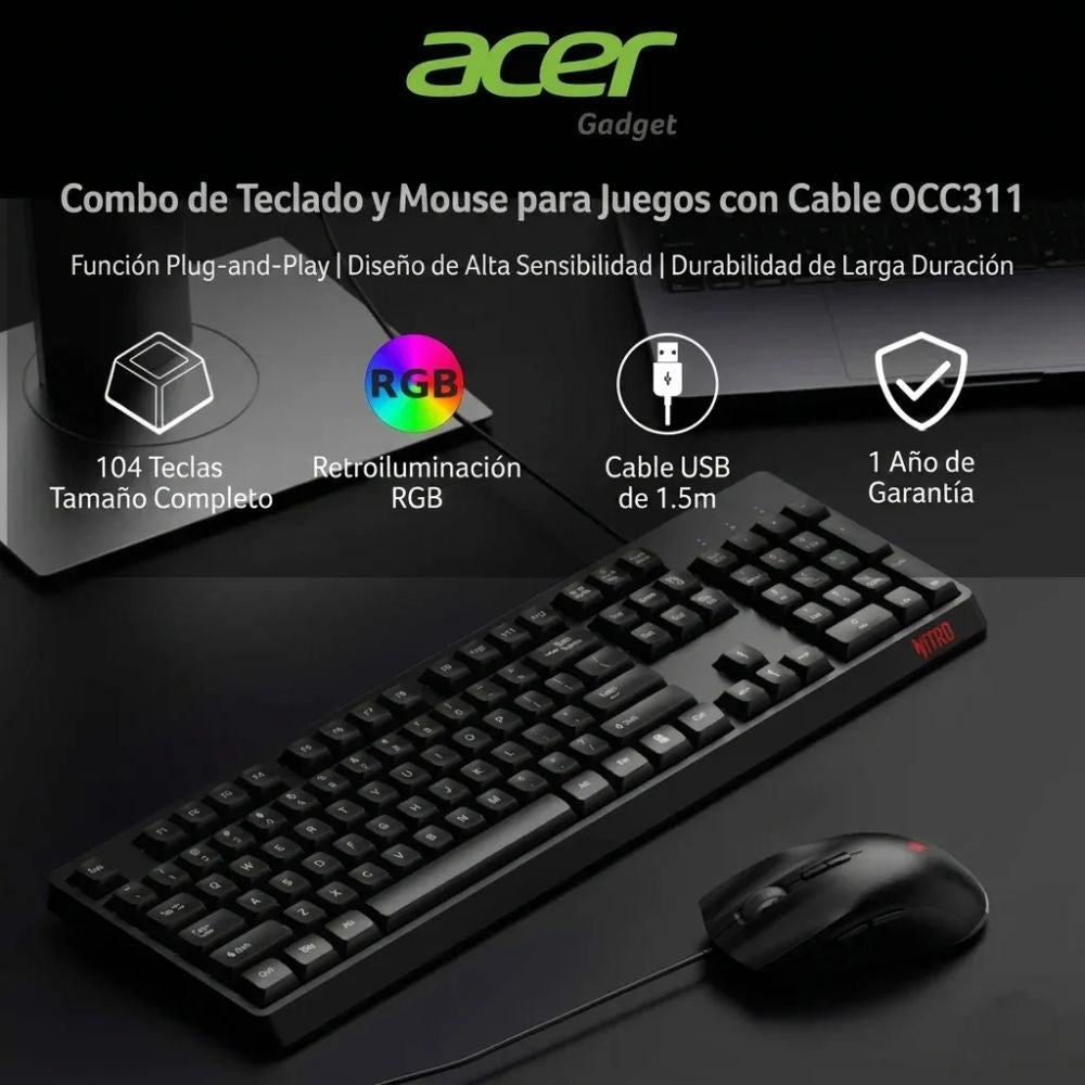 Acer Combo Teclado + Mouse OCC311 Color Negro