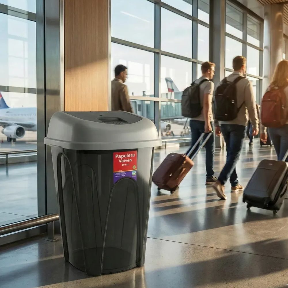 Alfa Hogar Papelera Vaiven Color Negro 60Lt.