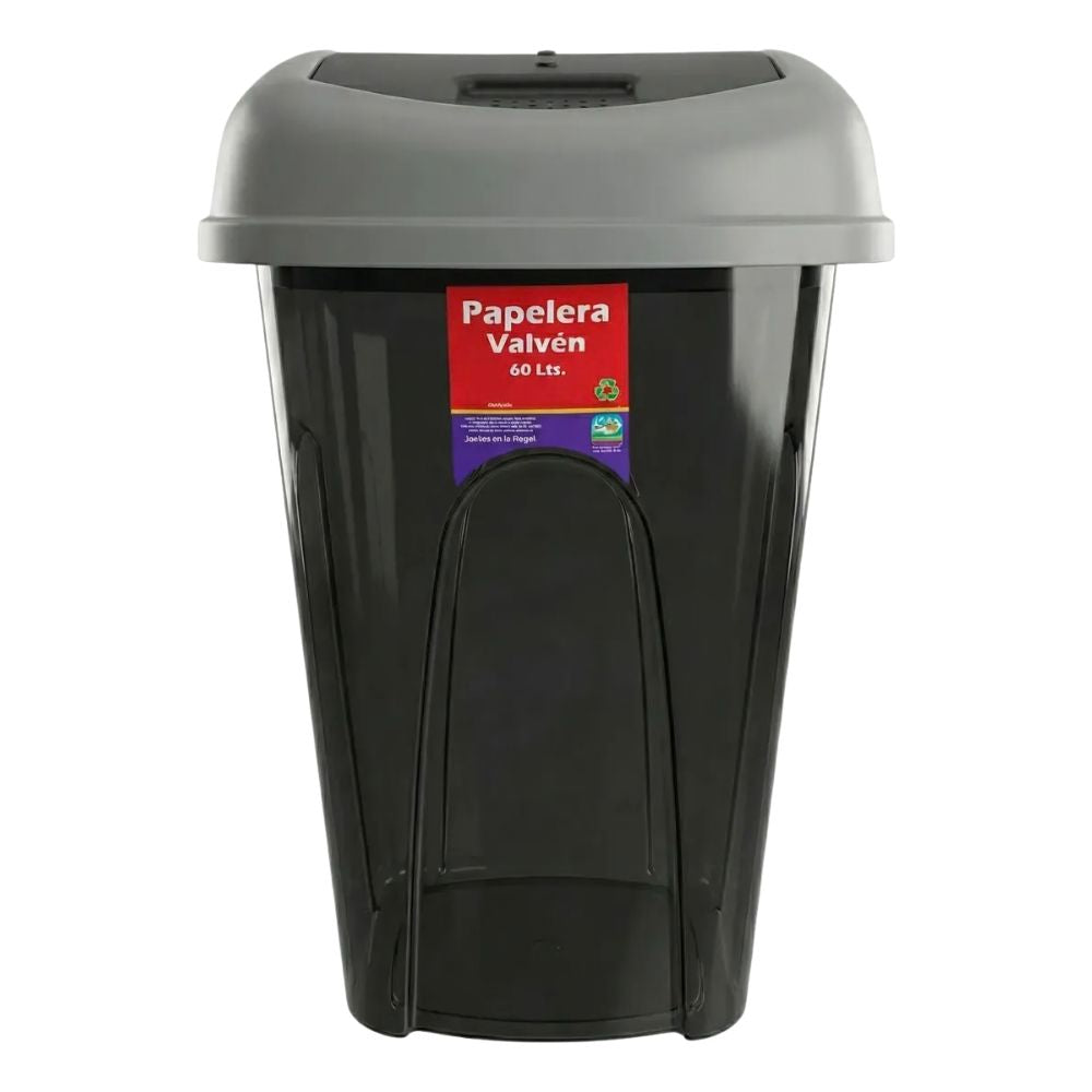 Alfa Hogar Papelera Vaiven Color Negro 60Lt.