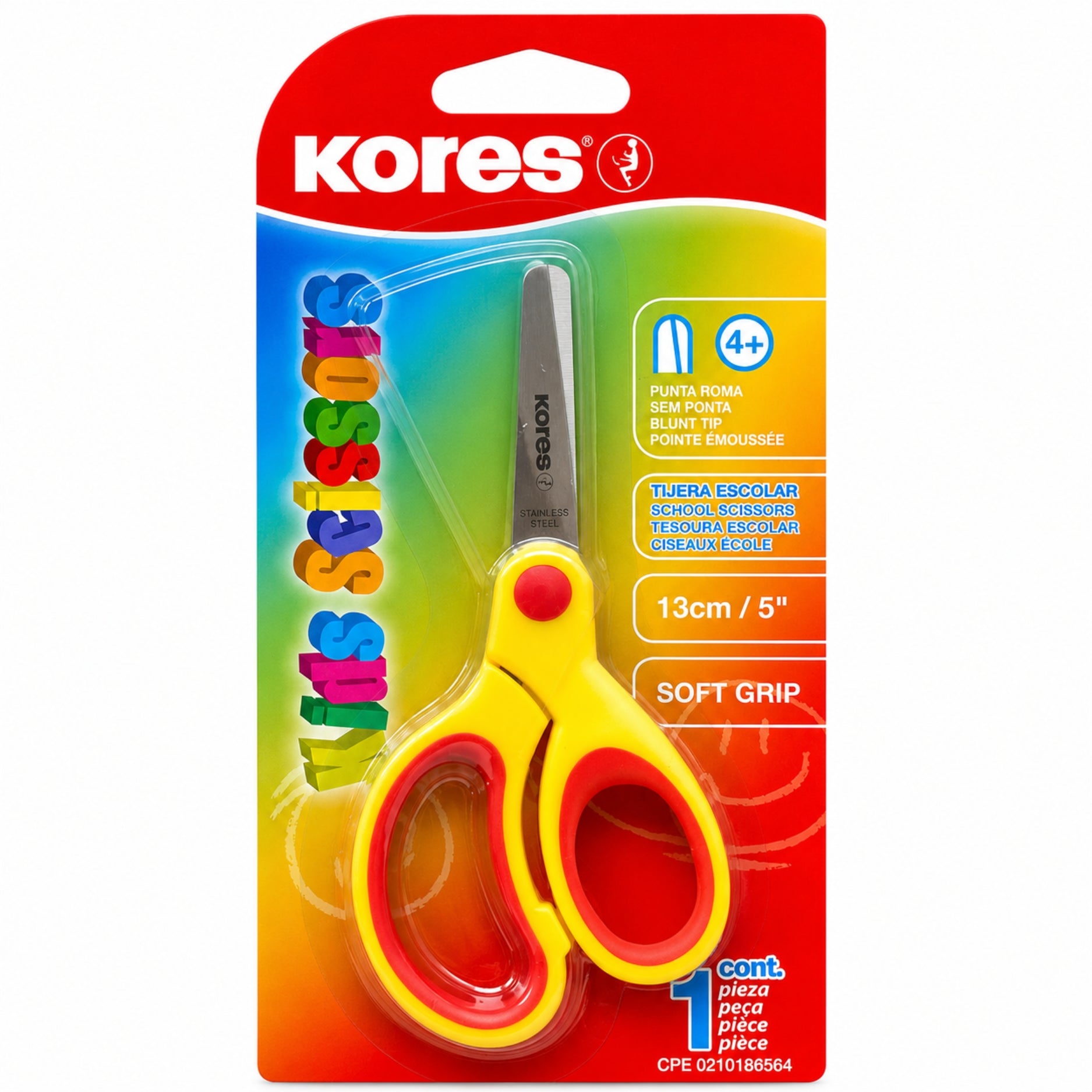 Kores Tijera Escolar SoftGrip 130mm Redonda 1 Und 6 Opciones