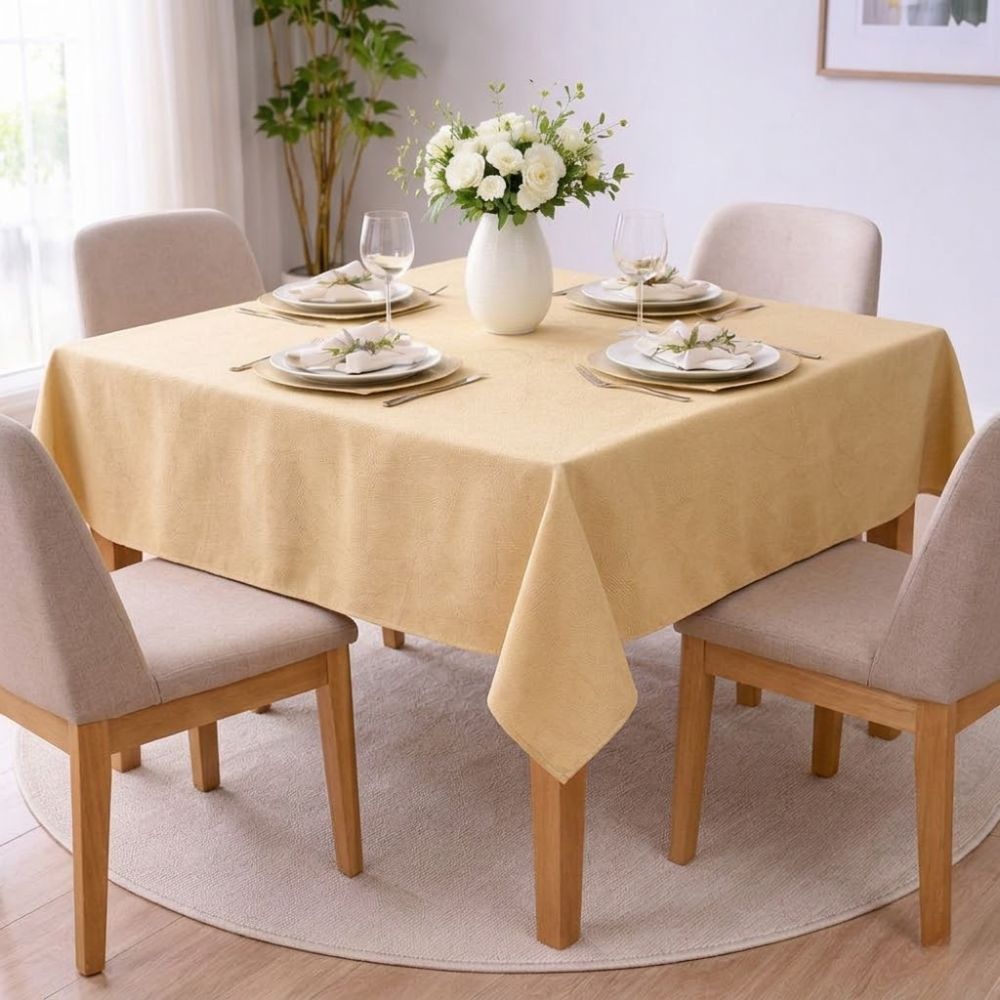 Mantel Rectangular Damask Dug Color Golden Sand Sodahl 140 x 370 cm
