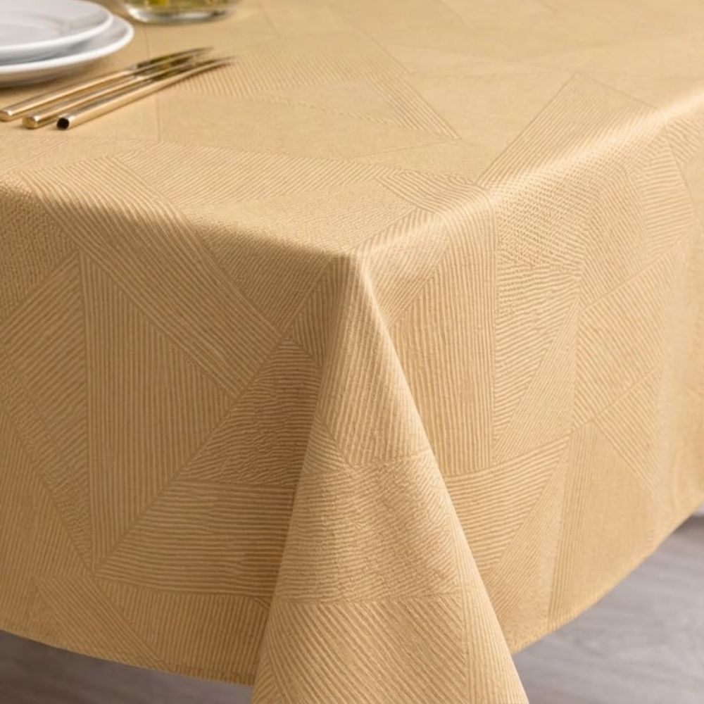 Mantel Rectangular Damask Dug Color Golden Sand Sodahl 140 x 270 cm