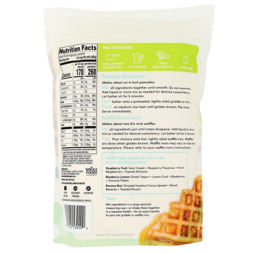 365 Whole Foods Market Protein Gluten Free Pancake & Waffle Mix 454g