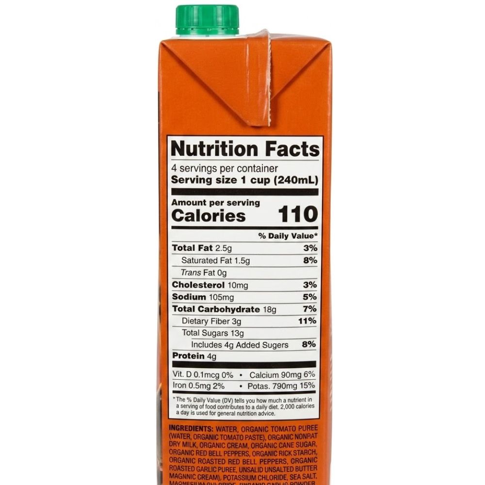 Trader Joe's Organic Tomato & Roasted Red Pepper Soup Low Sodium 946ml