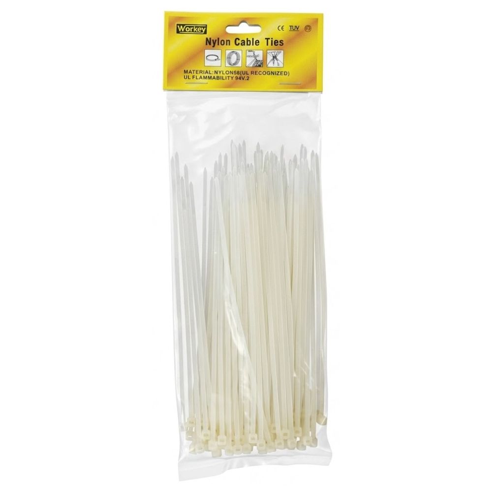 Workey Bolsa de Tirrap Blanco 2.5 x 150mm 100 Und