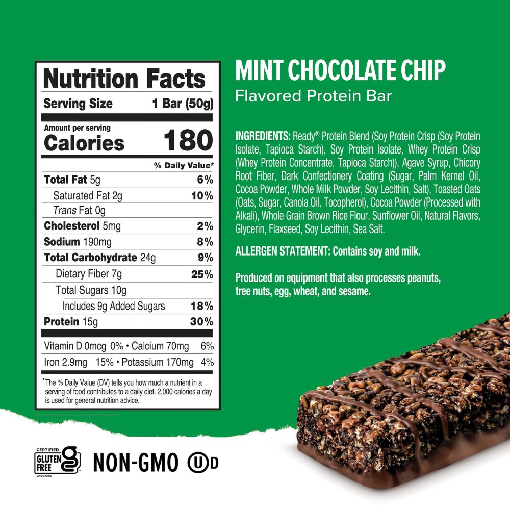 Ready Clean Barra Mint Chocolate Chip Protein Bar 50g