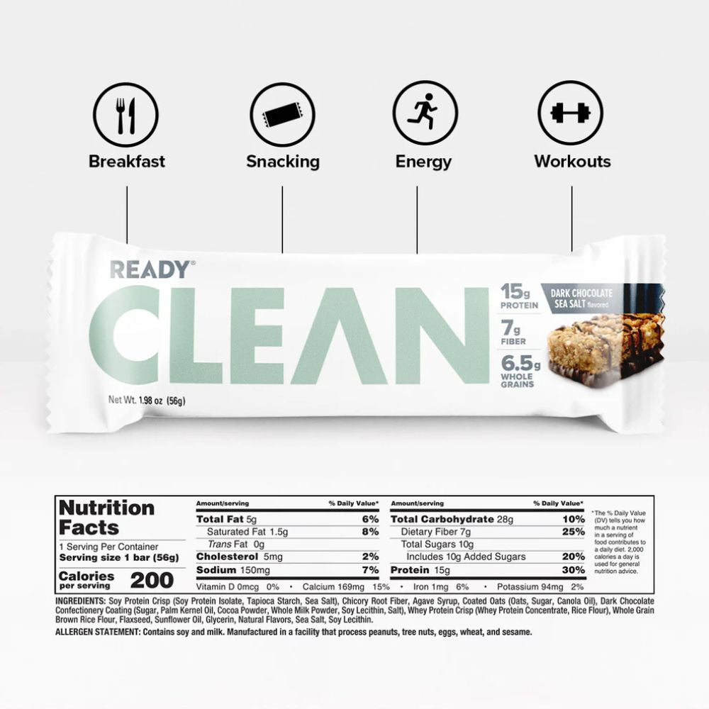 Ready Clean Barra Protein Bar Dark Chocolate Sea Salt 56g