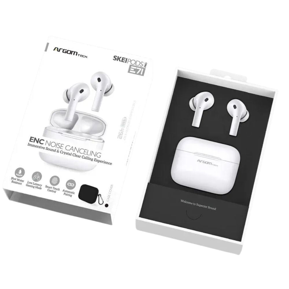 Argom Tech Audífonos Inalámbricos Stereo  Skei Pods E71 Case Negro