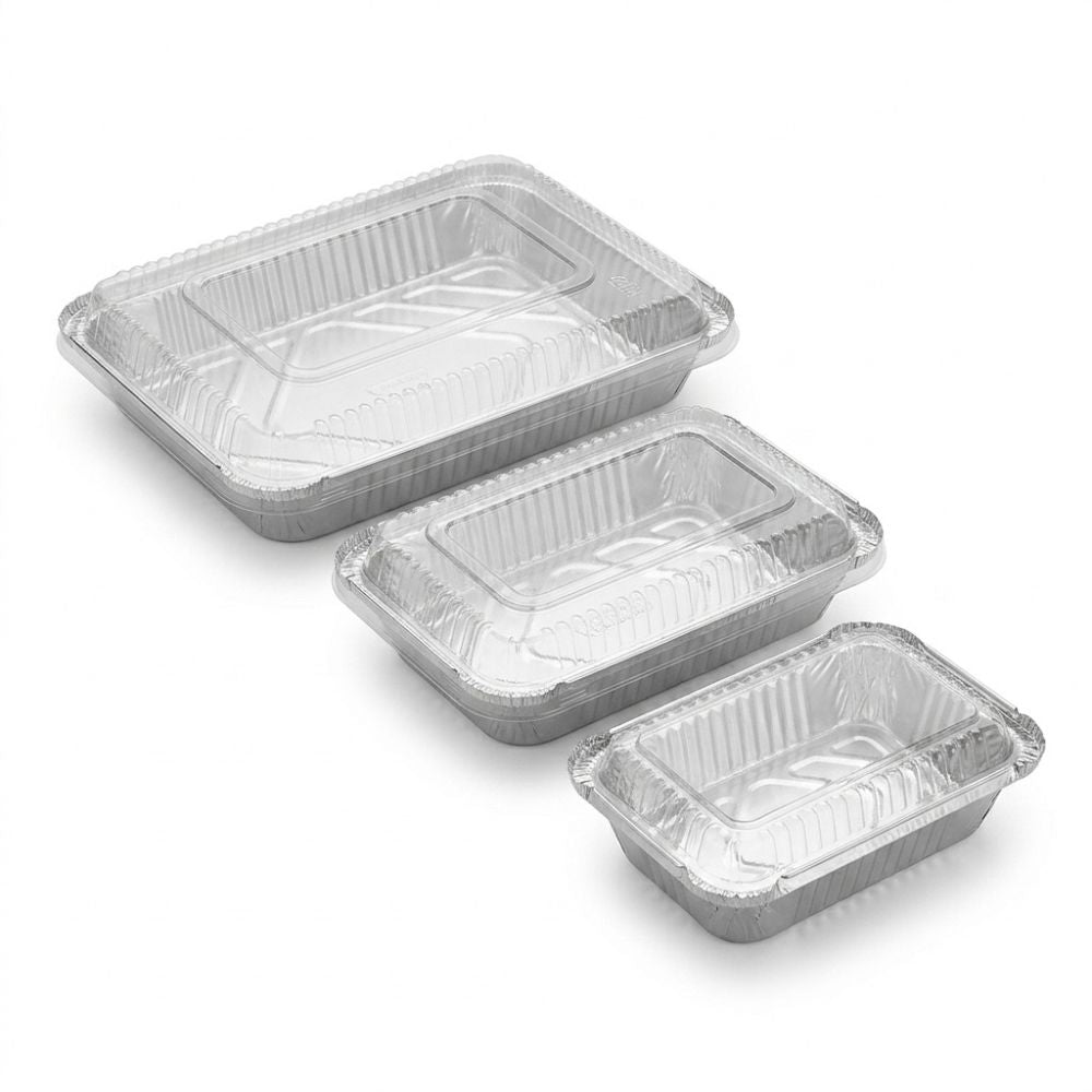 Bandejas De Aluminio Tapa Transparente 3 Tamaños