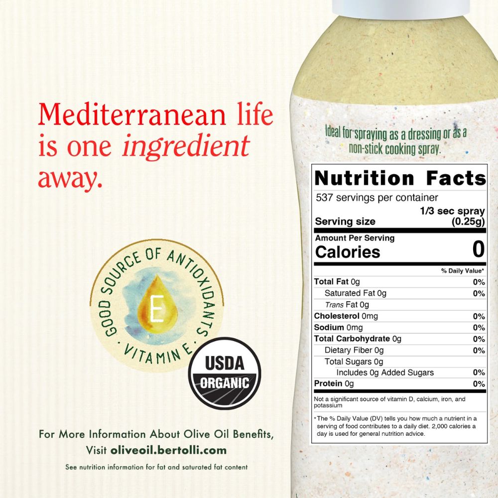 Bertolli Aceite Organic Extra Virgin Olive Oil Spray Rich Taste 145gr