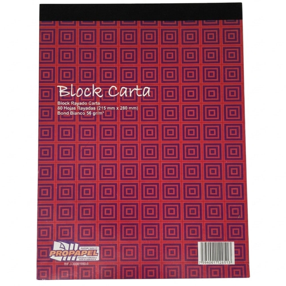 Block Rayado Propapel Tamaño Carta 80 Hojas 215x280mm