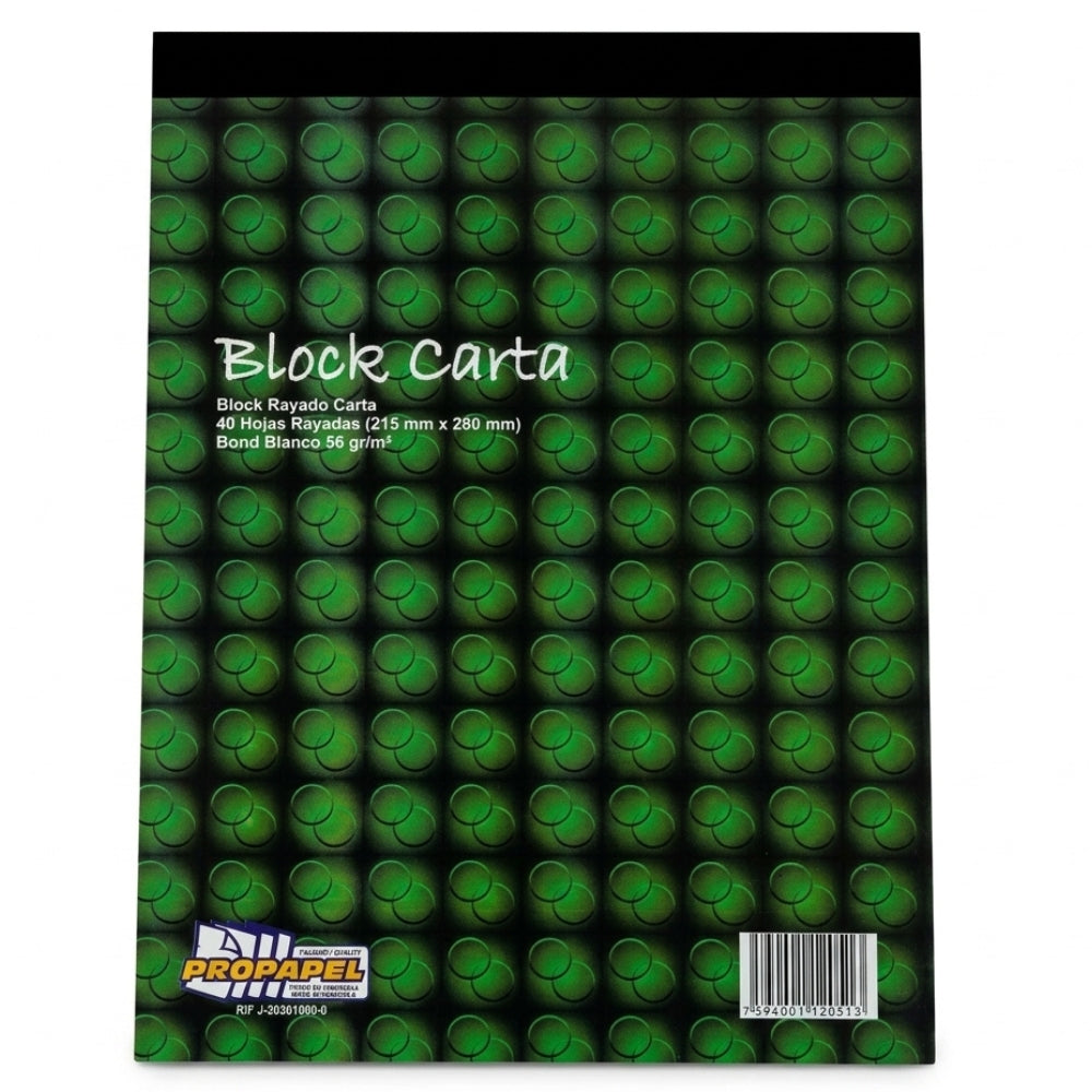Block Rayado Propapel Tamaño Carta 40 Hojas 215x280mm