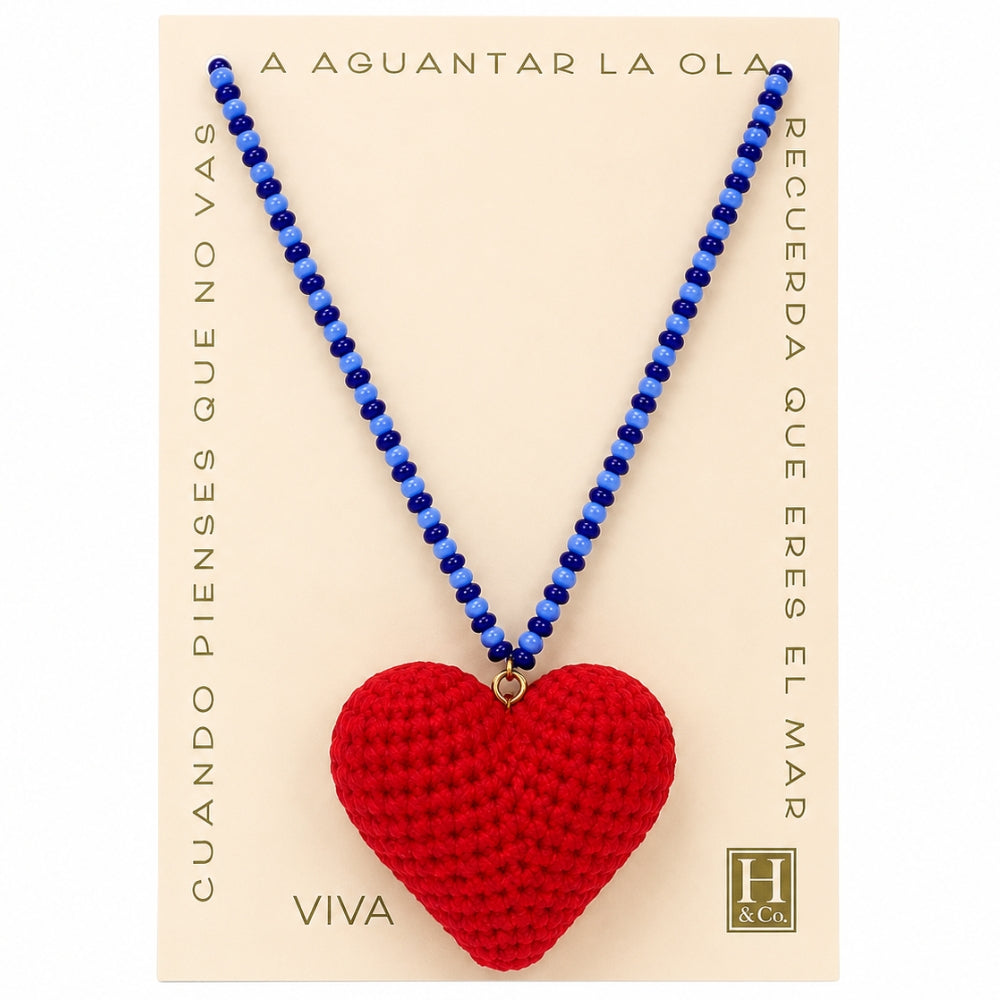 H&Co Collar Para Damas Corazon De Mar Azul
