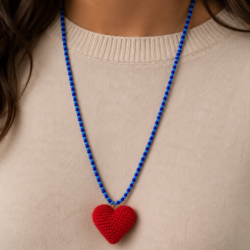 H&Co Collar Para Damas Corazon De Mar Azul