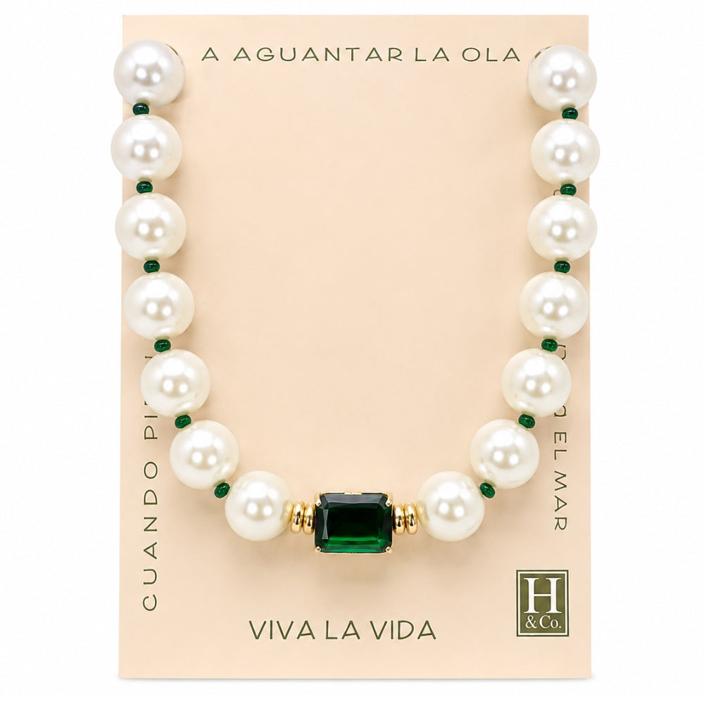 H&Co Collar Ajustable Para Damas Encanto Esmeralda